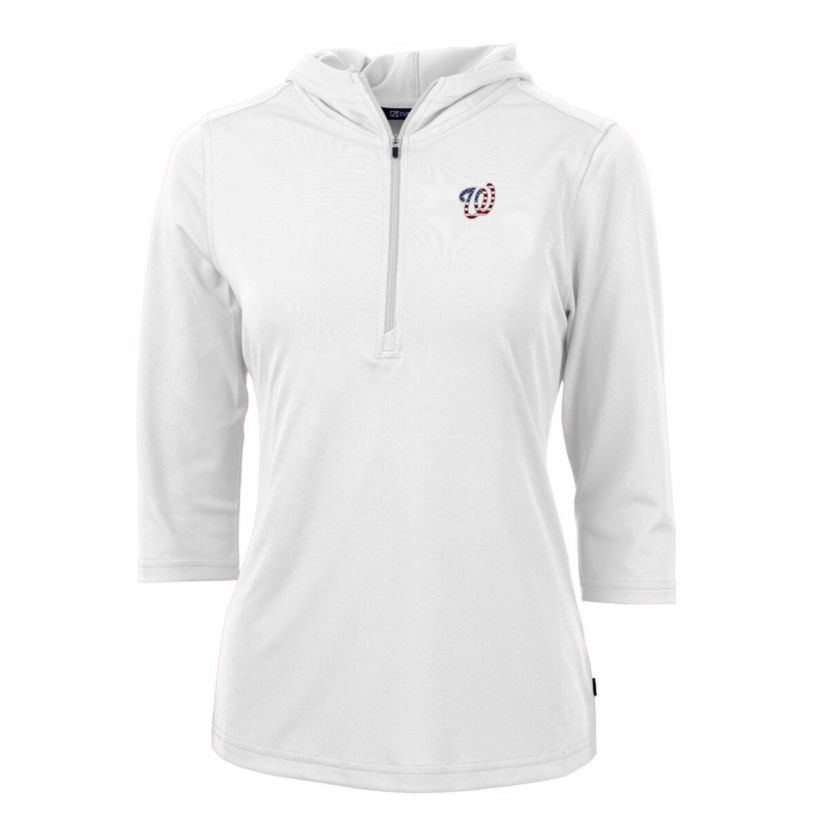 MLB Washington Nationals Americana Logo DryTec Virtue Eco Pique Recycled Half-Zip Pullover Hoodie