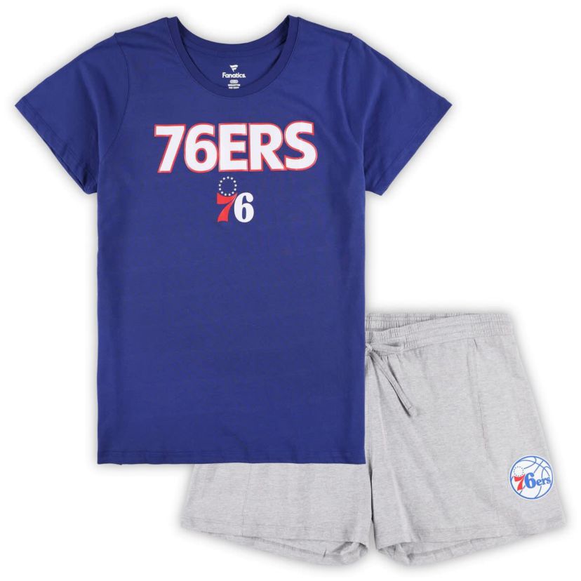 NBA Fanatics Philadelphia 76ers Plus Size T-Shirt & Shorts Combo Set