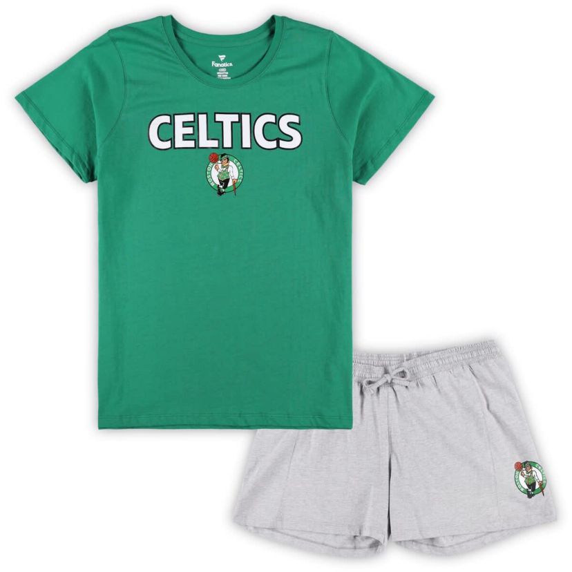 NBA Fanatics Kelly Boston Celtics Plus Size T-Shirt & Shorts Combo Set