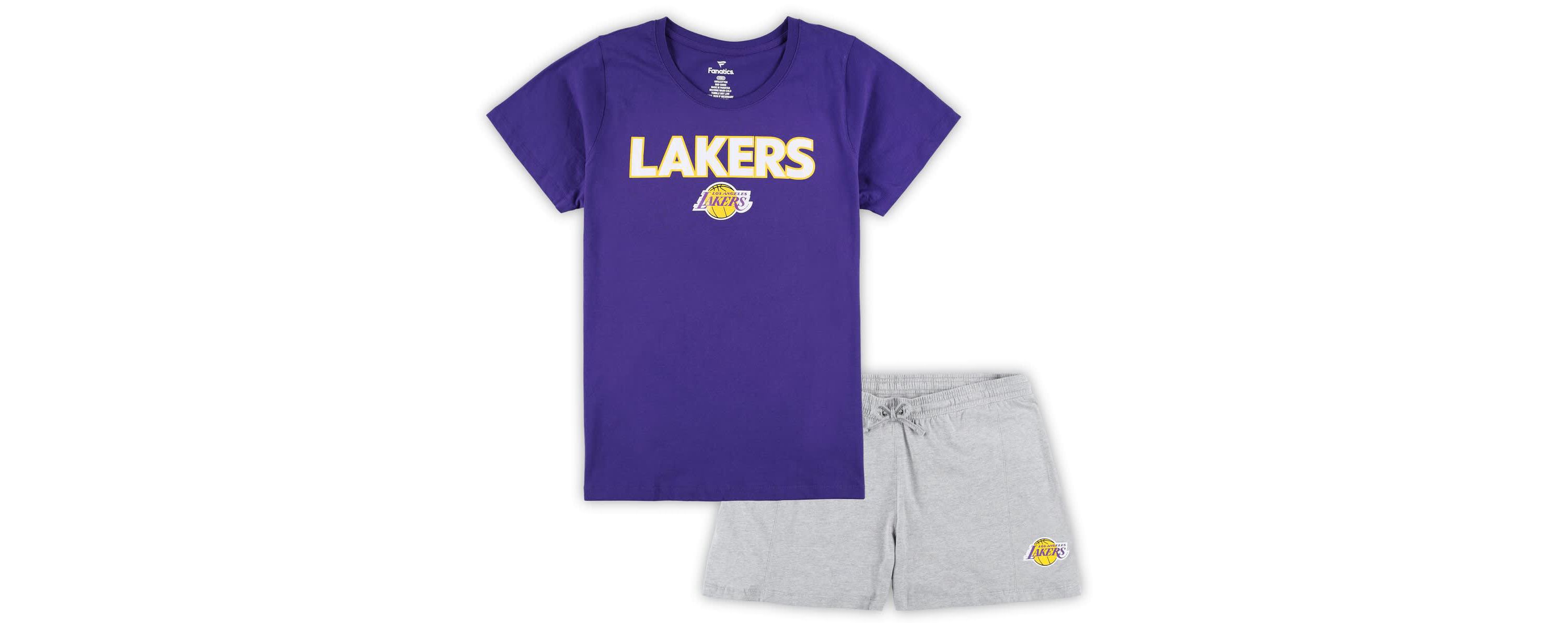 NBA Fanatics Los Angeles Lakers Plus Size T-Shirt & Shorts Combo Set