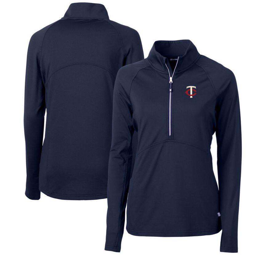 MLB Minnesota Twins Adapt Eco Knit Stretch Half-Zip Logo Pullover Top