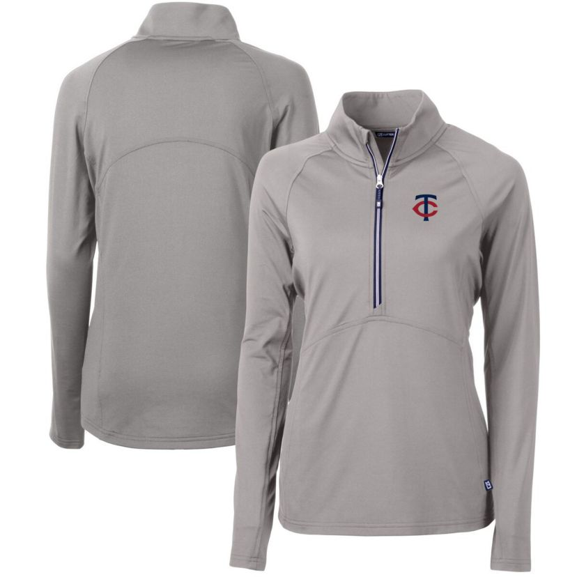 MLB Minnesota Twins Adapt Eco Knit Stretch Half-Zip Logo Pullover Top