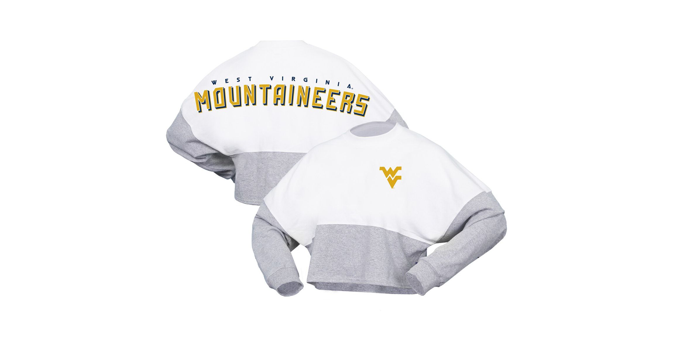 NCAA West Virginia Mountaineers Block Cropped Long Sleeve Jersey T-Shirt