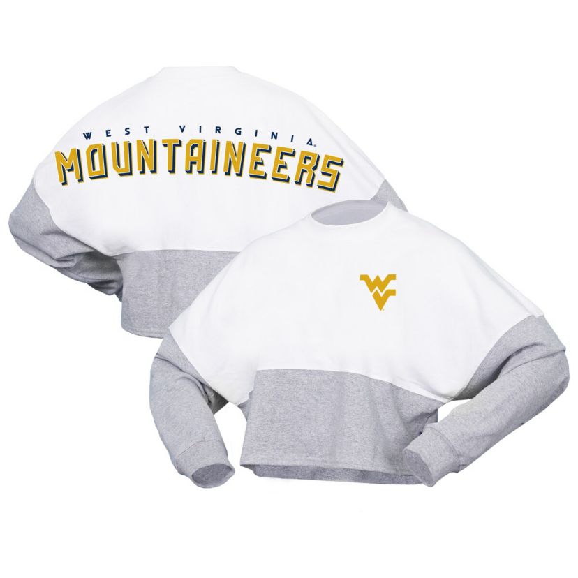 NCAA West Virginia Mountaineers Block Cropped Long Sleeve Jersey T-Shirt