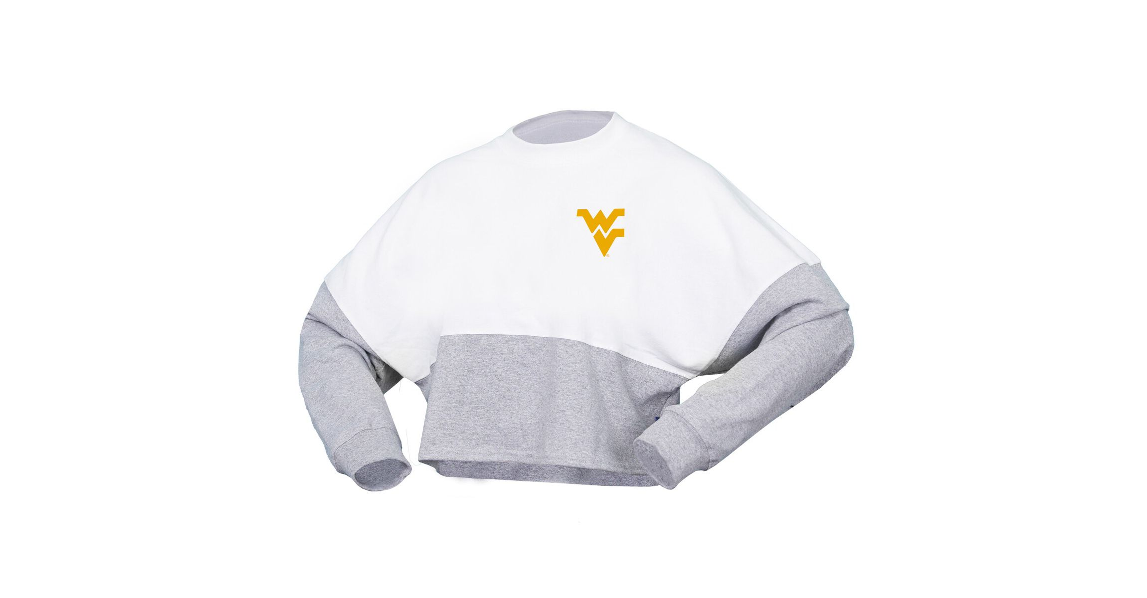 NCAA West Virginia Mountaineers Block Cropped Long Sleeve Jersey T-Shirt