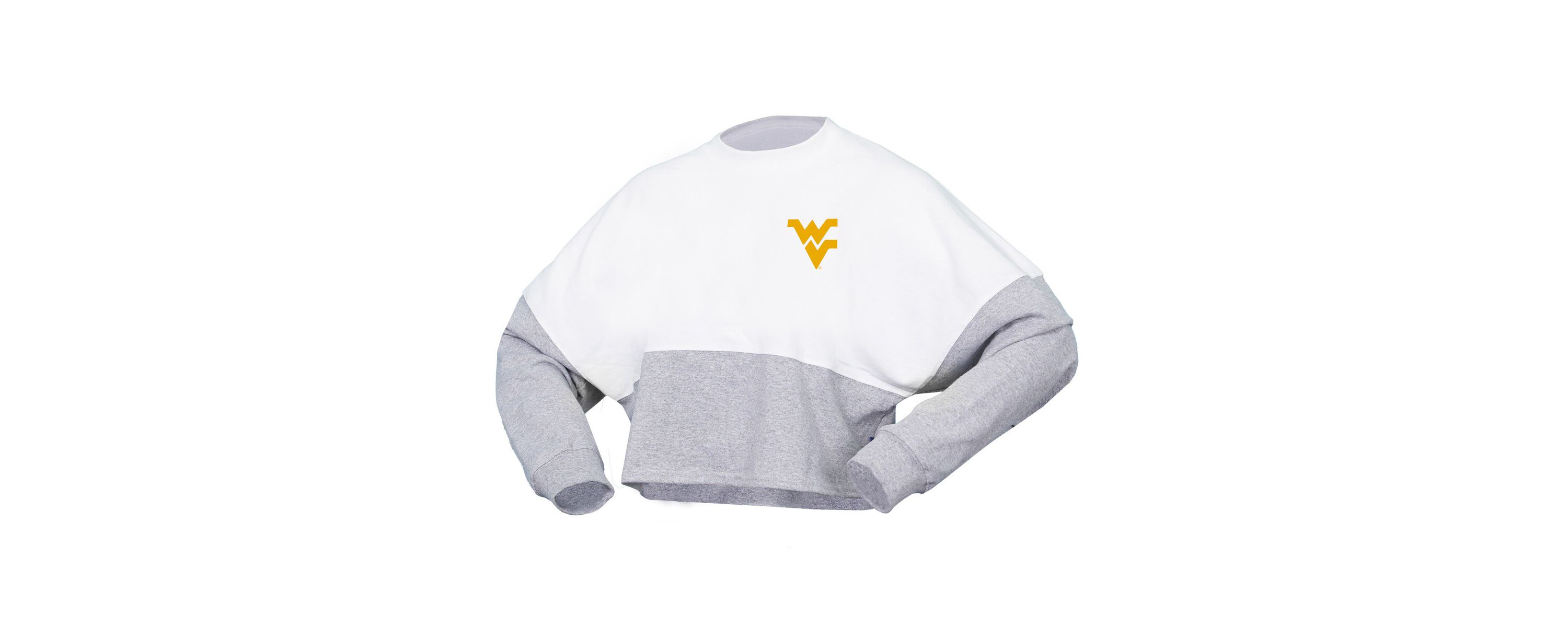 NCAA West Virginia Mountaineers Block Cropped Long Sleeve Jersey T-Shirt