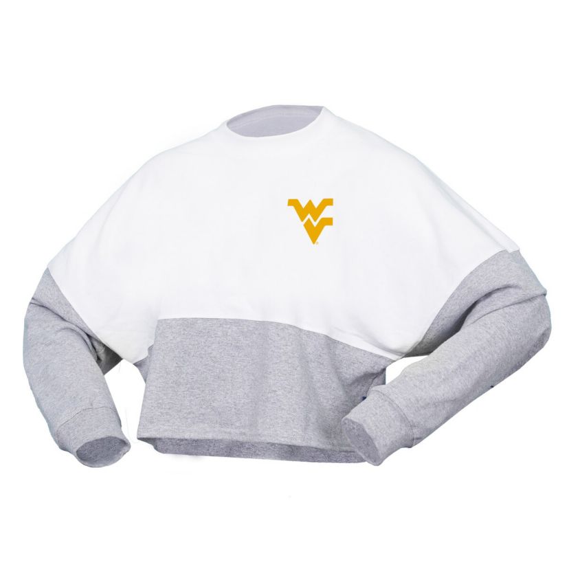 NCAA West Virginia Mountaineers Block Cropped Long Sleeve Jersey T-Shirt
