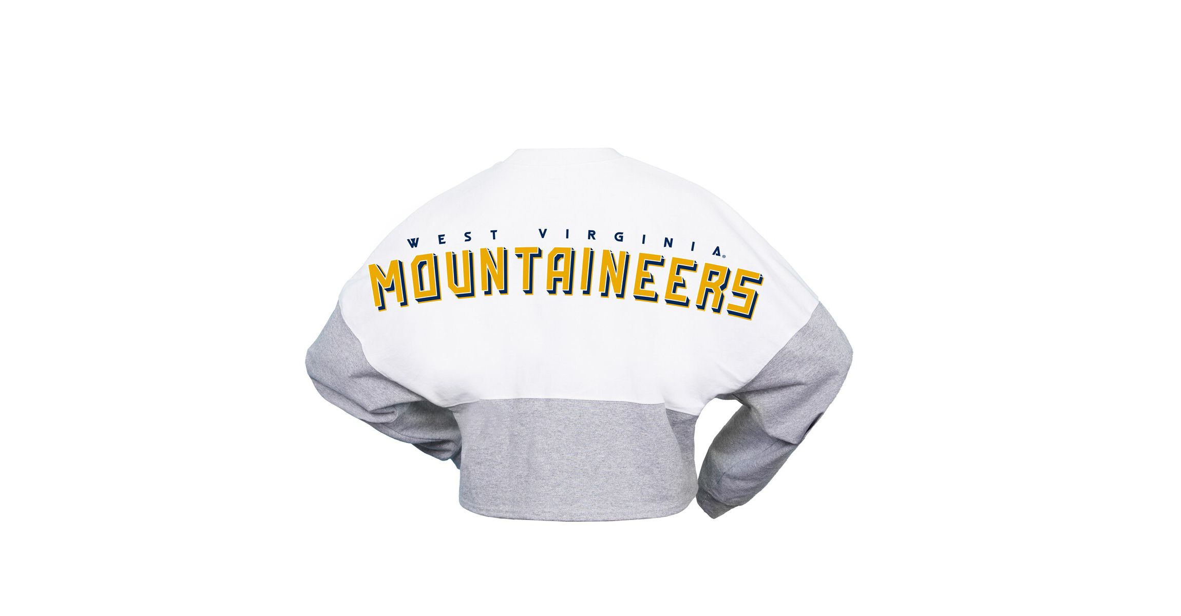 NCAA West Virginia Mountaineers Block Cropped Long Sleeve Jersey T-Shirt