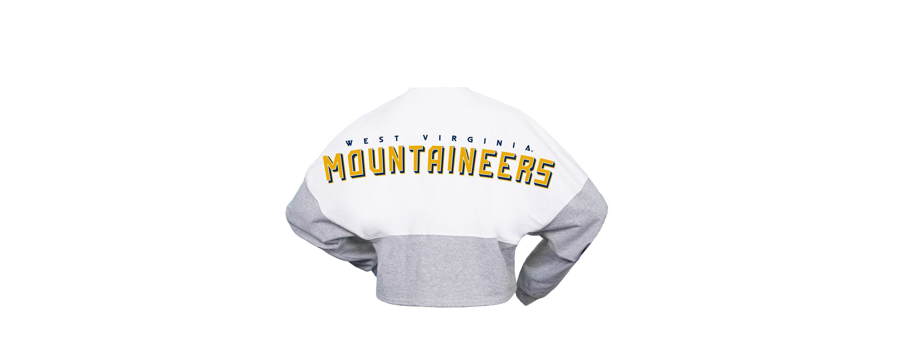 NCAA West Virginia Mountaineers Block Cropped Long Sleeve Jersey T-Shirt