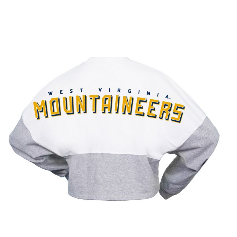 NCAA West Virginia Mountaineers Block Cropped Long Sleeve Jersey T-Shirt
