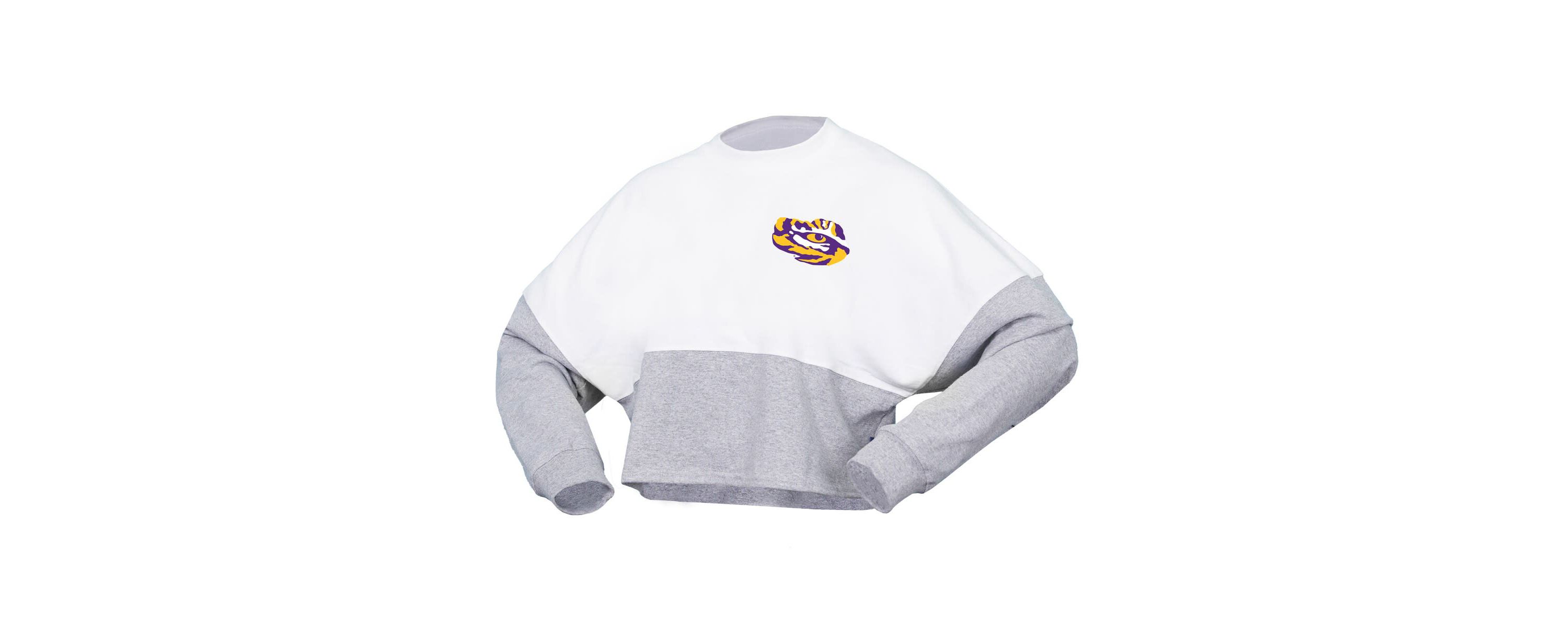 NCAA LSU Tigers Block Cropped Long Sleeve Jersey T-Shirt