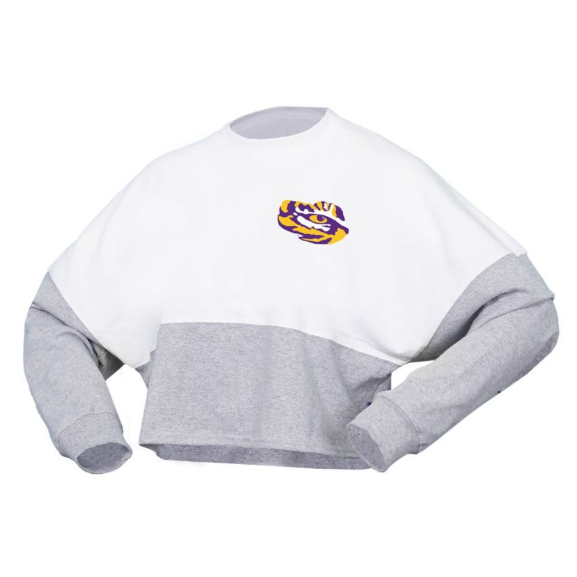 NCAA LSU Tigers Block Cropped Long Sleeve Jersey T-Shirt