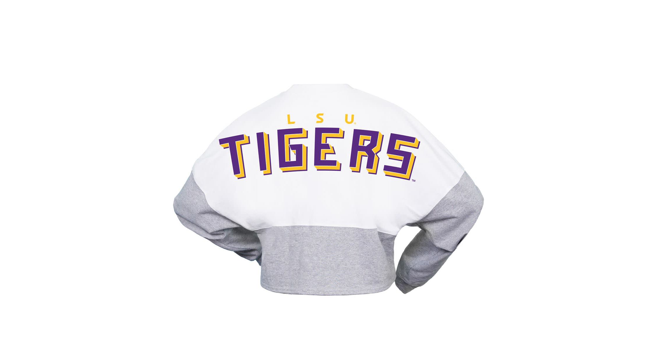 NCAA LSU Tigers Block Cropped Long Sleeve Jersey T-Shirt