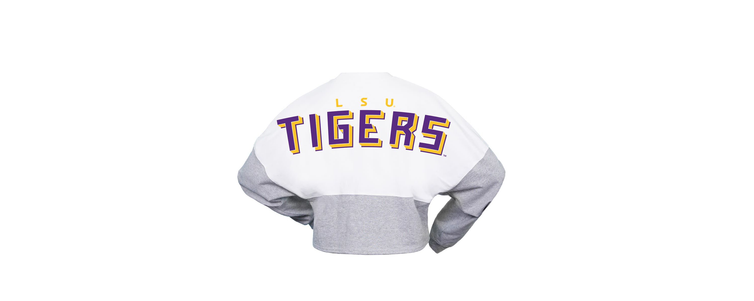 NCAA LSU Tigers Block Cropped Long Sleeve Jersey T-Shirt