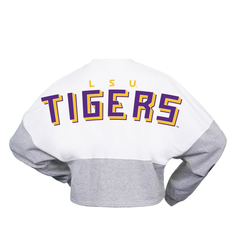 NCAA LSU Tigers Block Cropped Long Sleeve Jersey T-Shirt