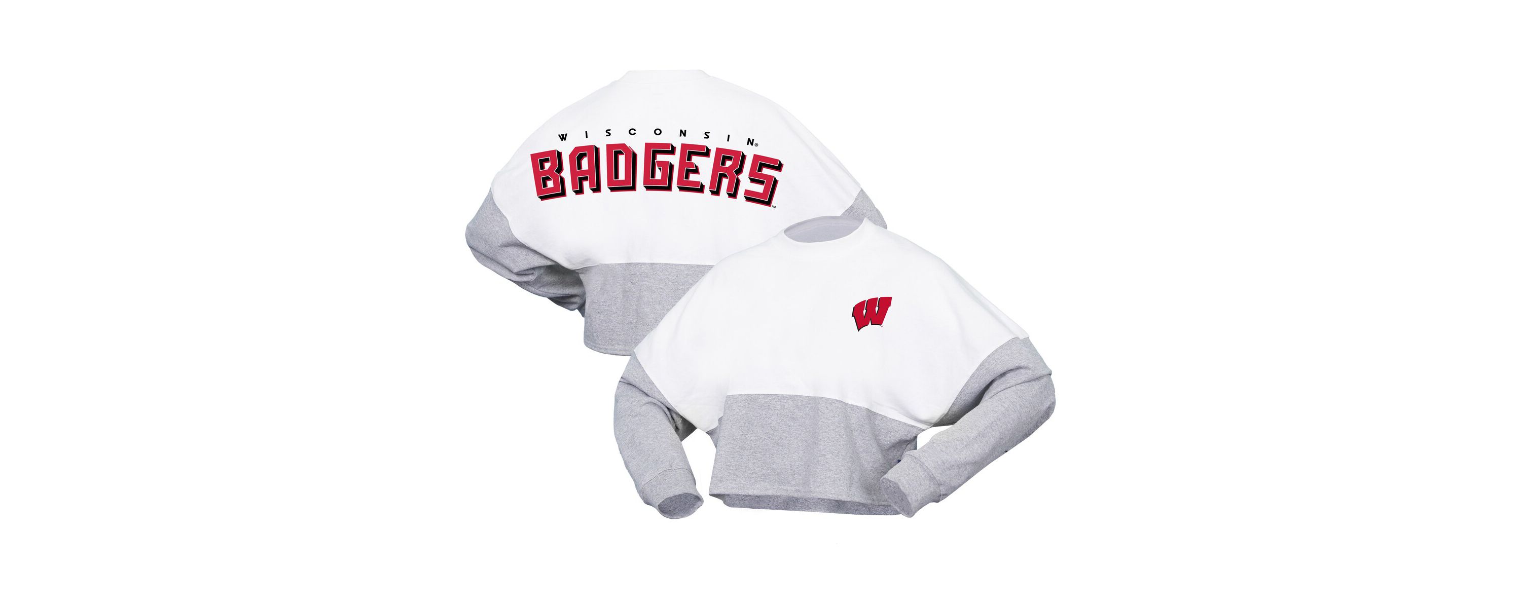 NCAA Wisconsin Badgers Block Cropped Long Sleeve Jersey T-Shirt