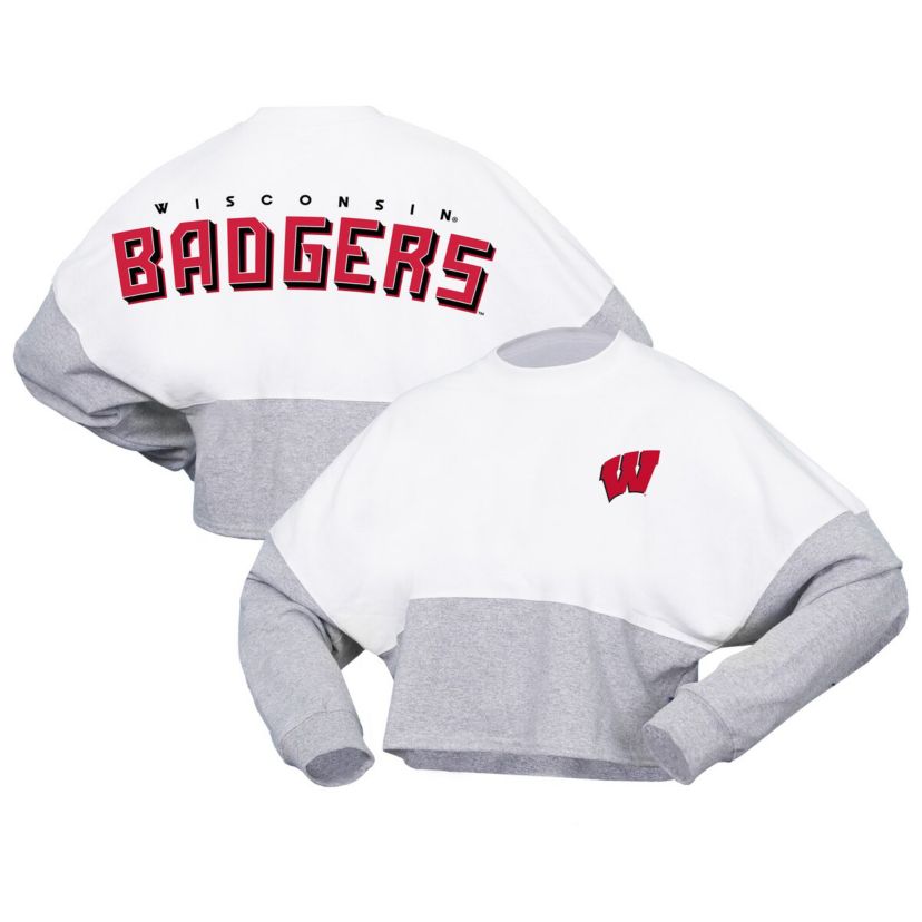 NCAA Wisconsin Badgers Block Cropped Long Sleeve Jersey T-Shirt