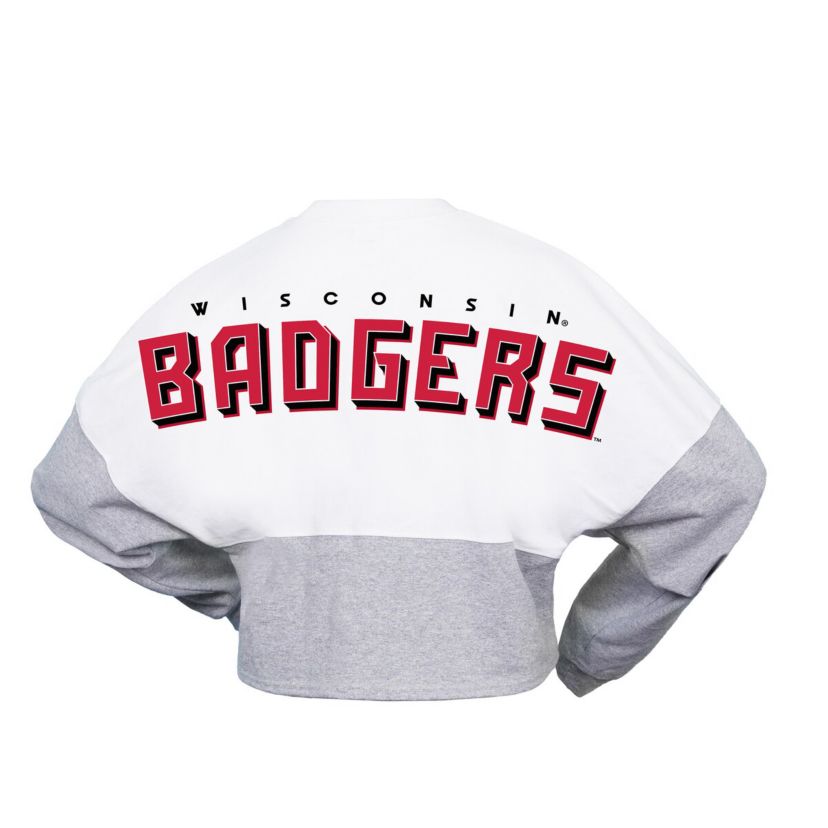 NCAA Wisconsin Badgers Block Cropped Long Sleeve Jersey T-Shirt
