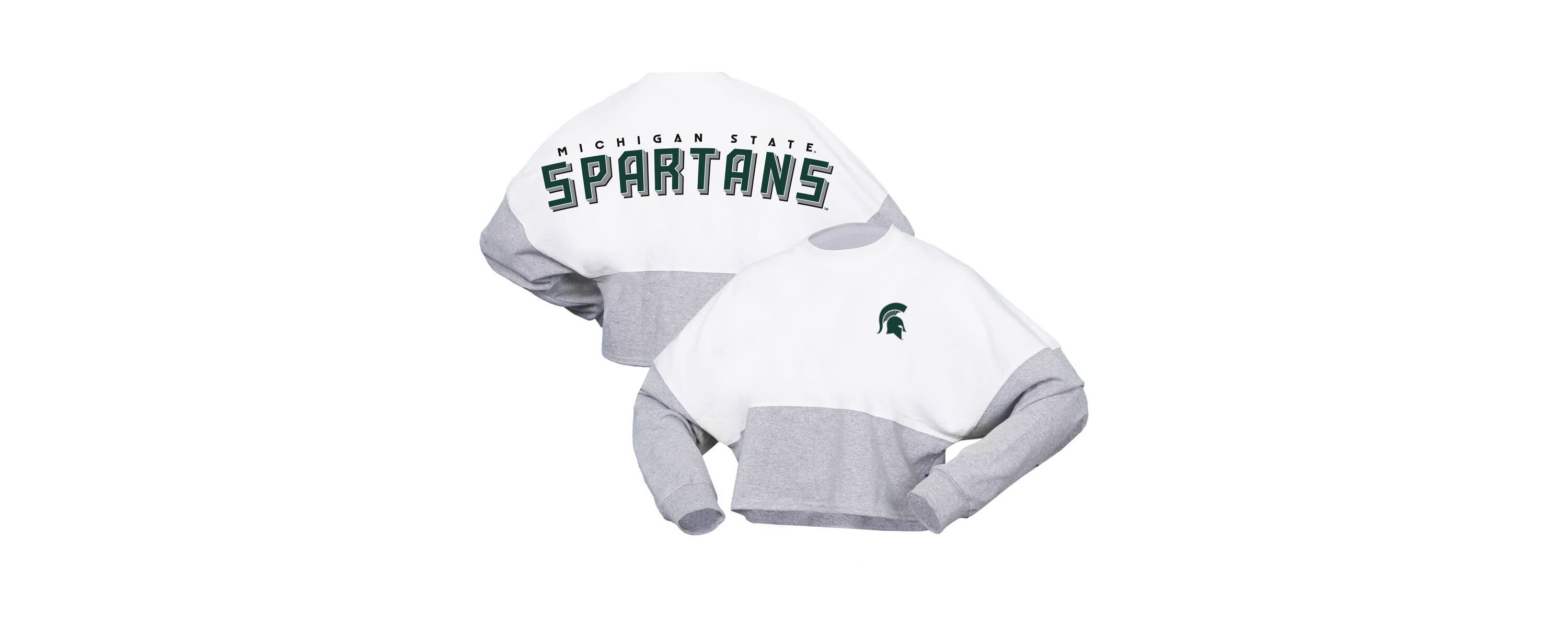 NCAA Michigan State Spartans Block Cropped Long Sleeve Jersey T-Shirt