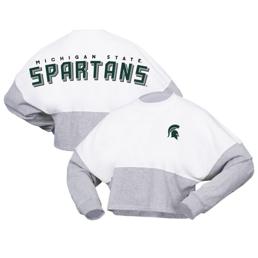 NCAA Michigan State Spartans Block Cropped Long Sleeve Jersey T-Shirt