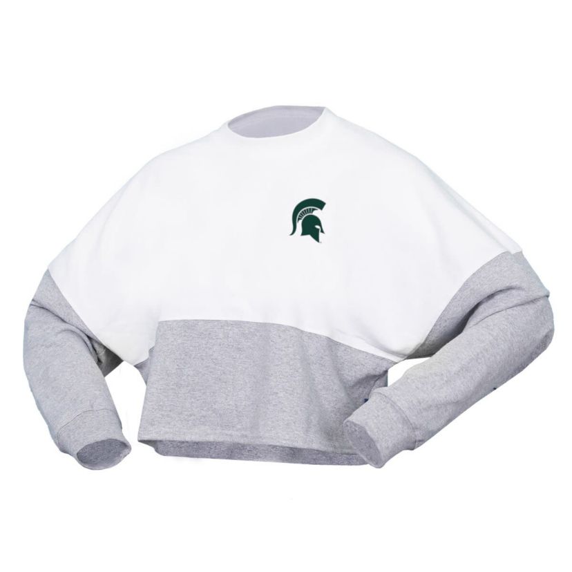 NCAA Michigan State Spartans Block Cropped Long Sleeve Jersey T-Shirt