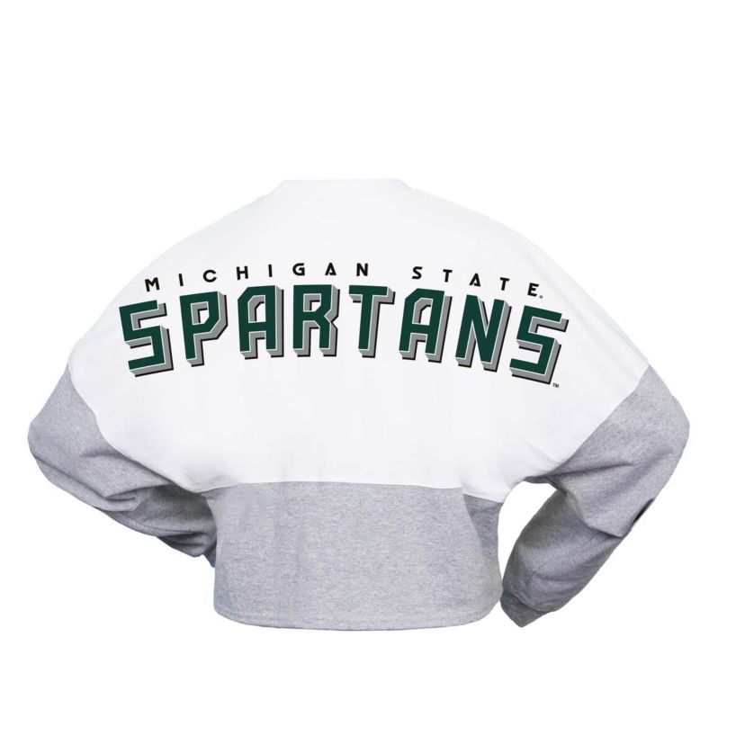 NCAA Michigan State Spartans Block Cropped Long Sleeve Jersey T-Shirt