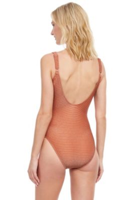 Round neck one piece swimsuit