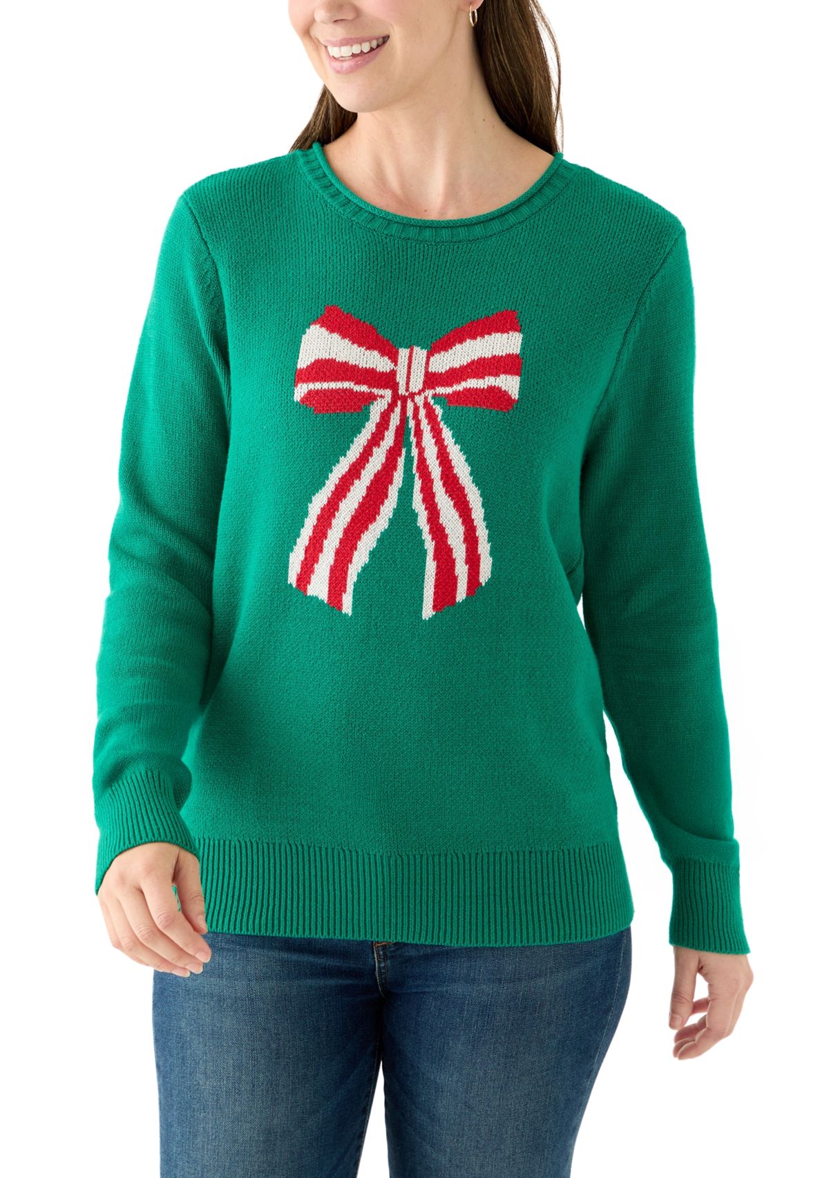 Womens Intarsia Long Sleeve Pullover