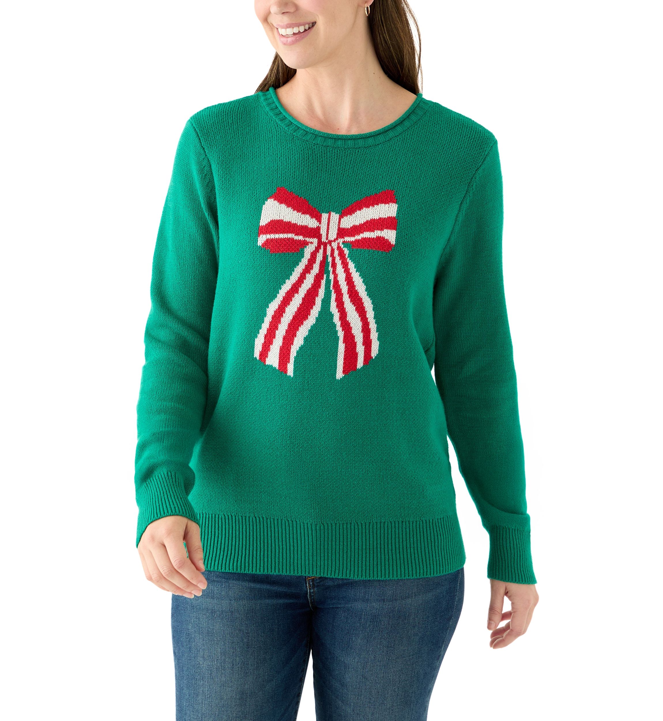 Womens Intarsia Long Sleeve Pullover
