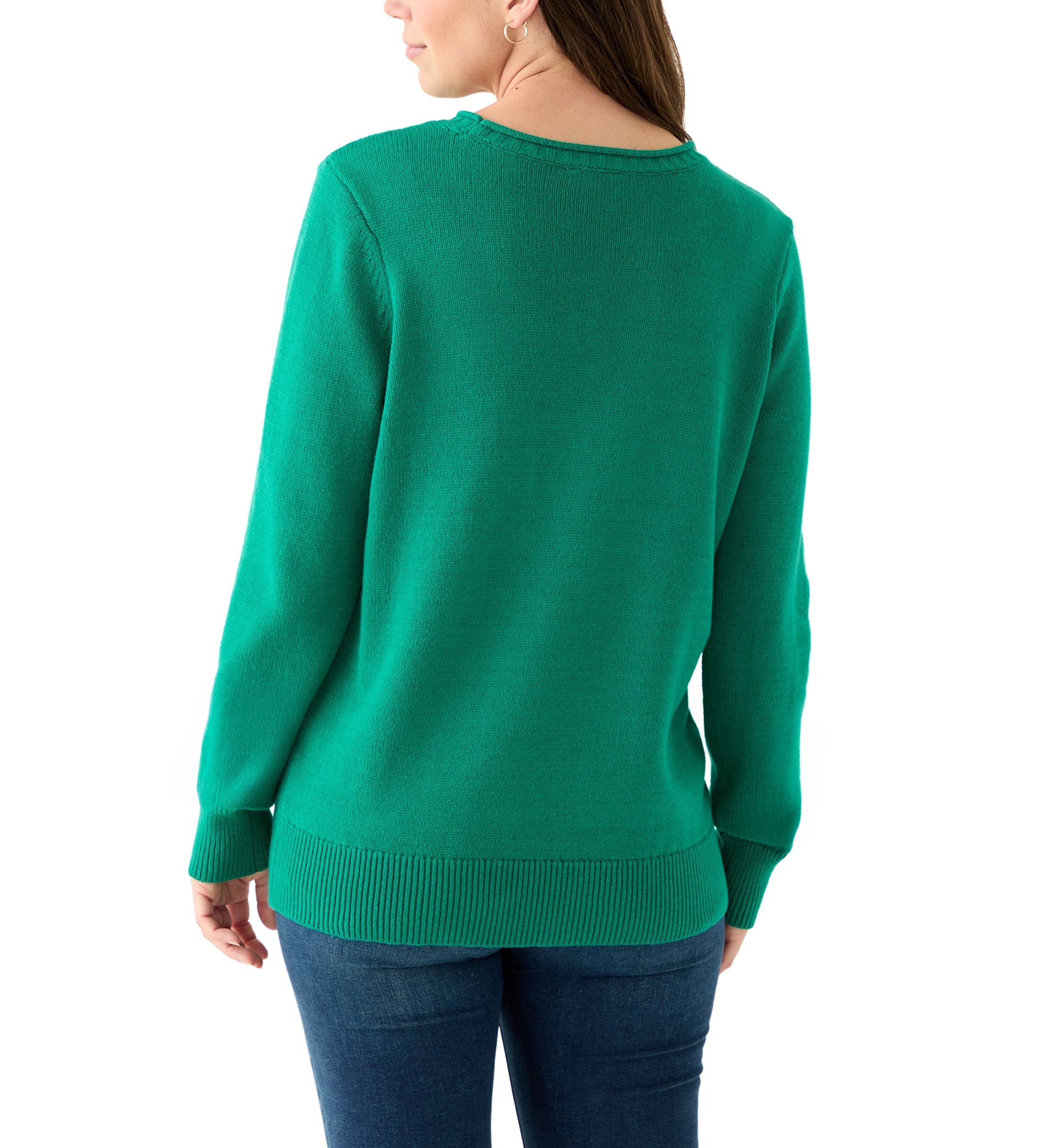 Womens Intarsia Long Sleeve Pullover