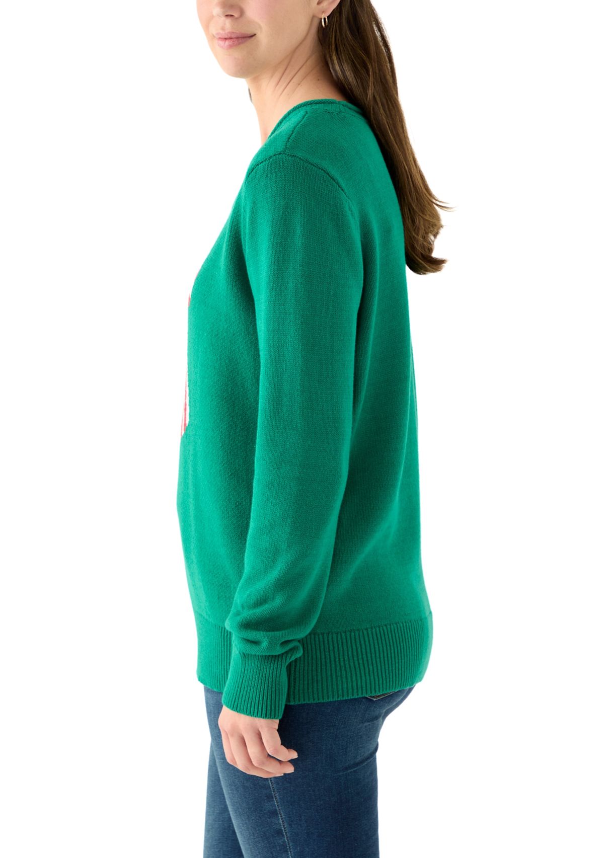 Womens Intarsia Long Sleeve Pullover