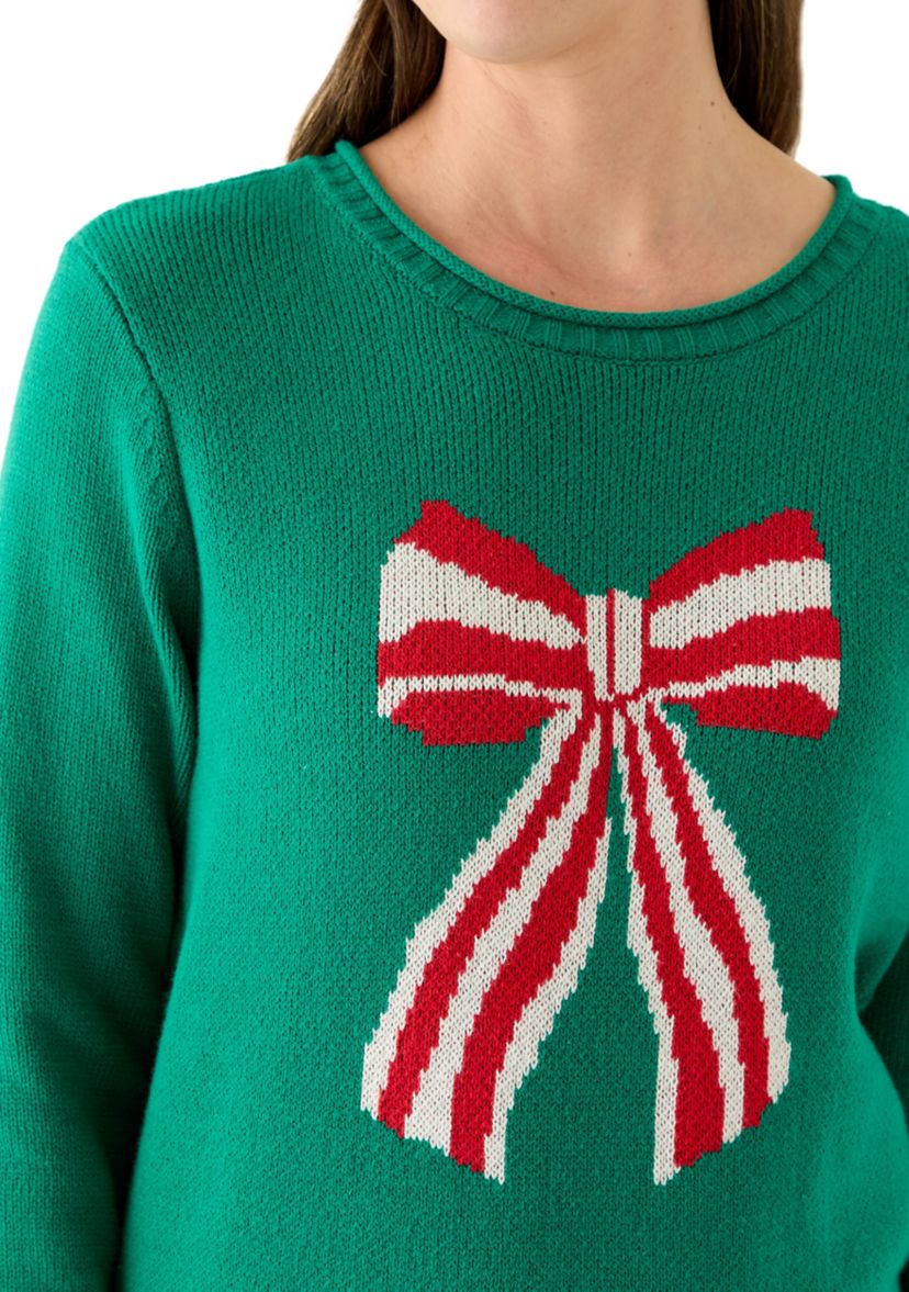 Womens Intarsia Long Sleeve Pullover