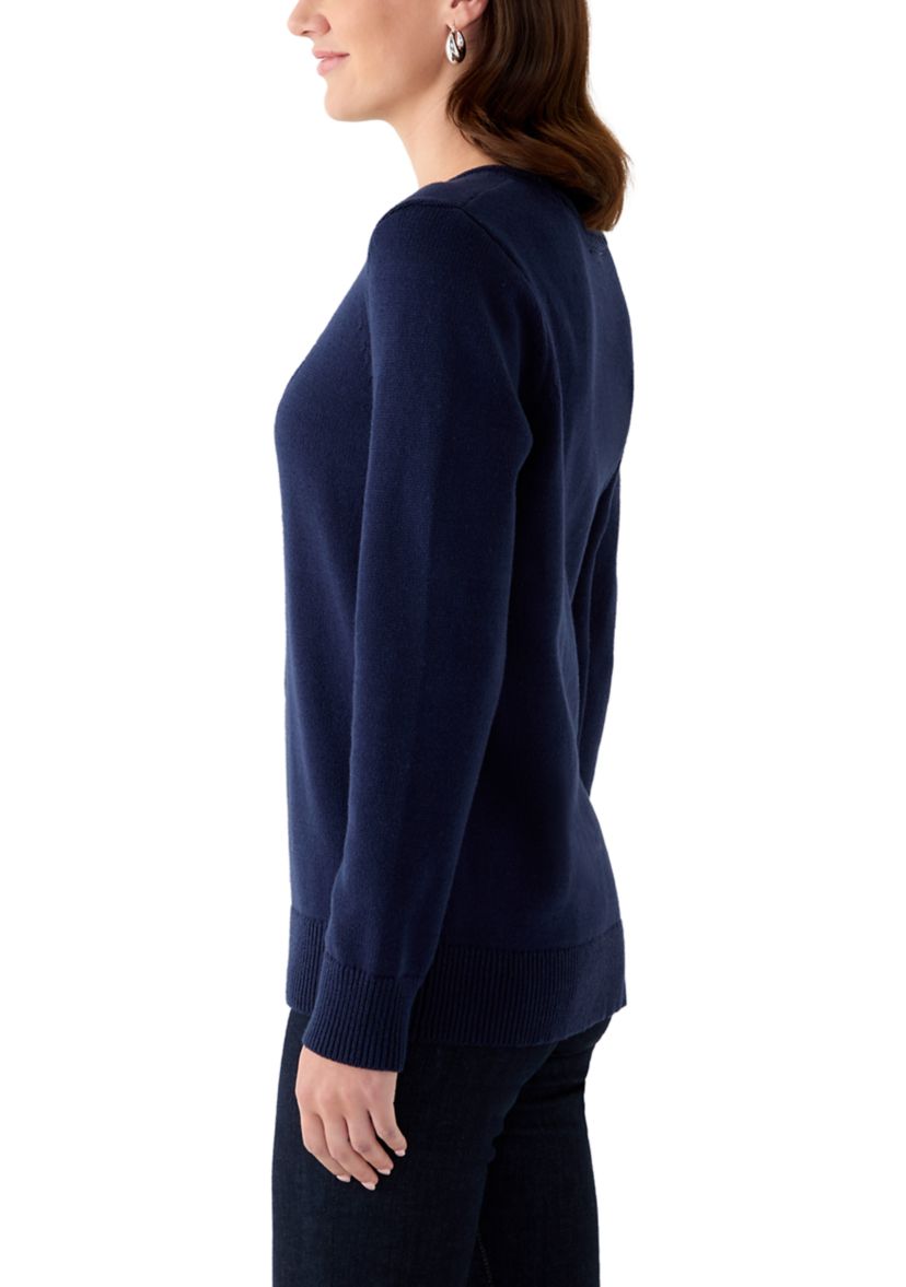 Womens Stich Intarsia Pullover Sweater