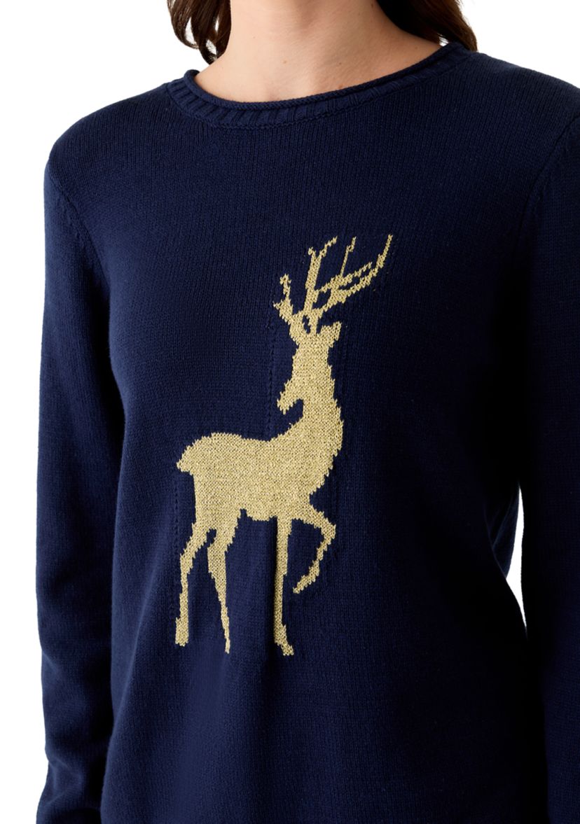 Womens Stich Intarsia Pullover Sweater