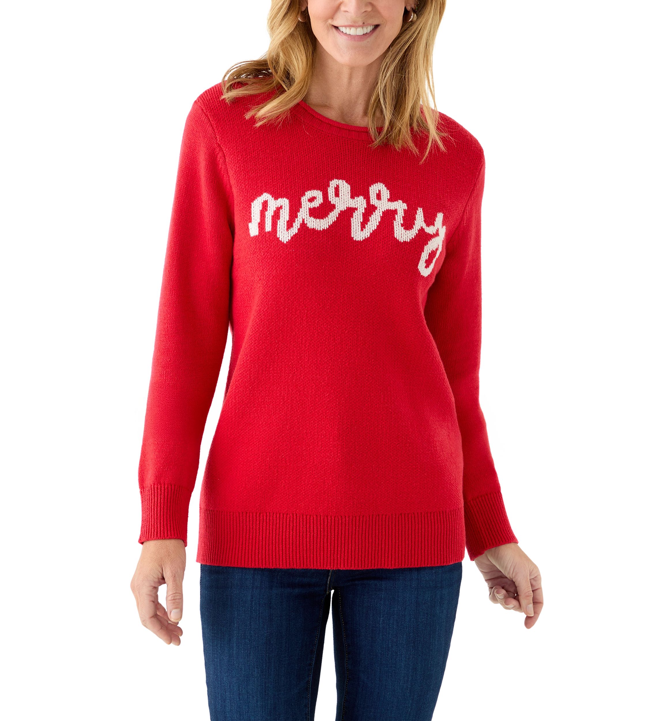 Womens Long Sleeve Intarsia Sweater