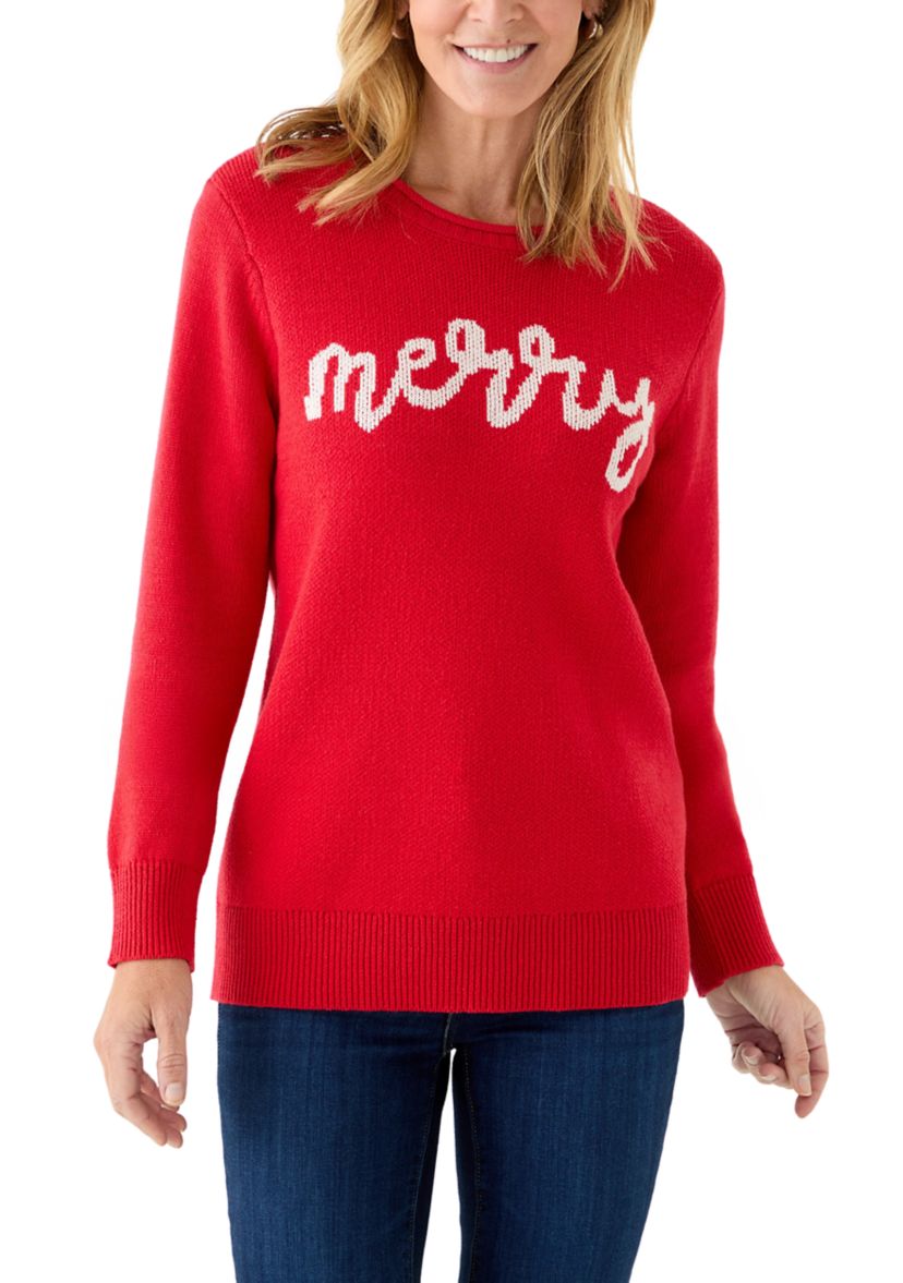 Womens Long Sleeve Intarsia Sweater