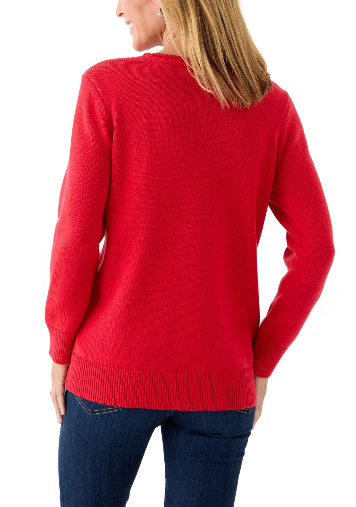 Womens Long Sleeve Intarsia Sweater