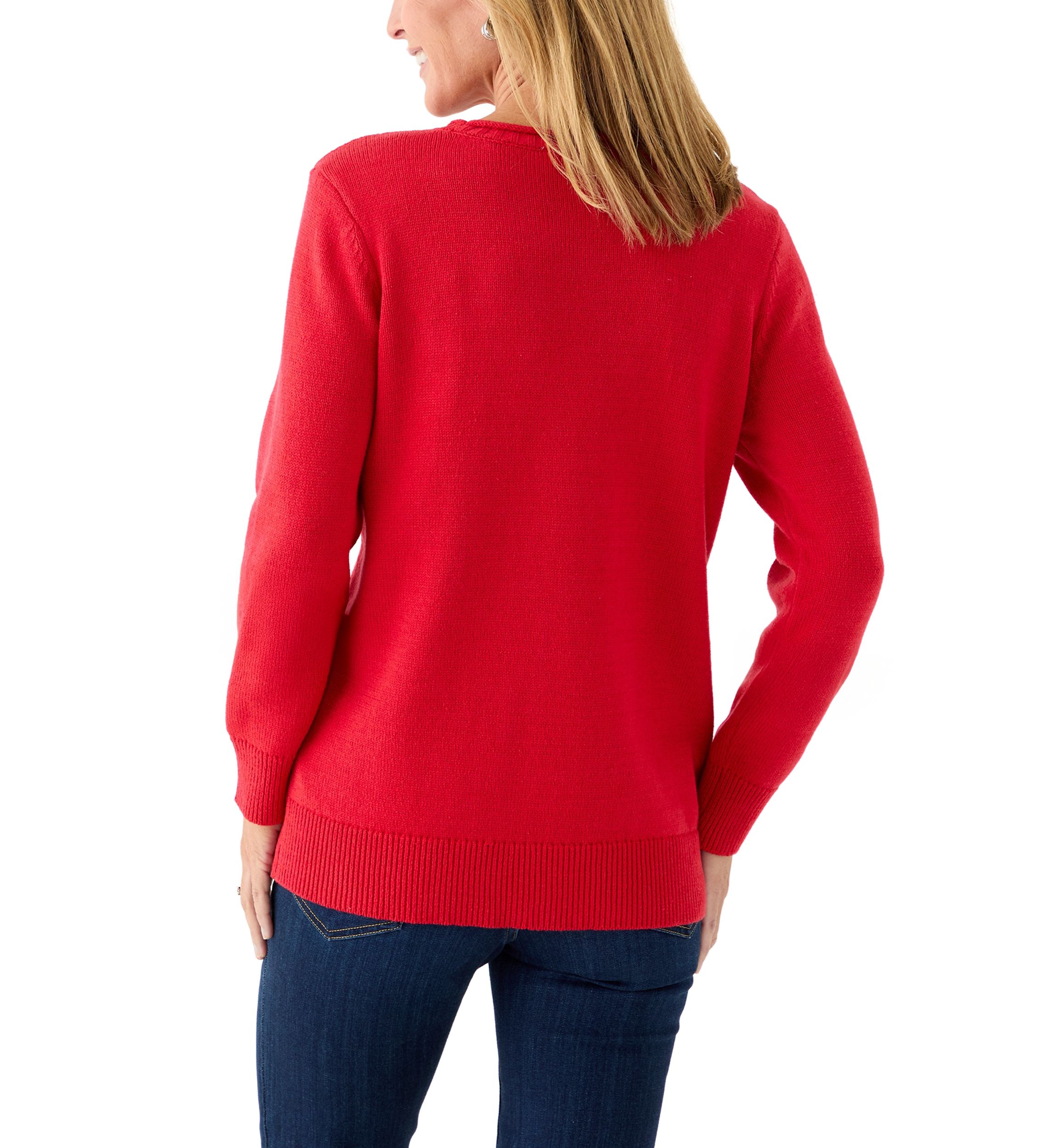 Womens Long Sleeve Intarsia Sweater