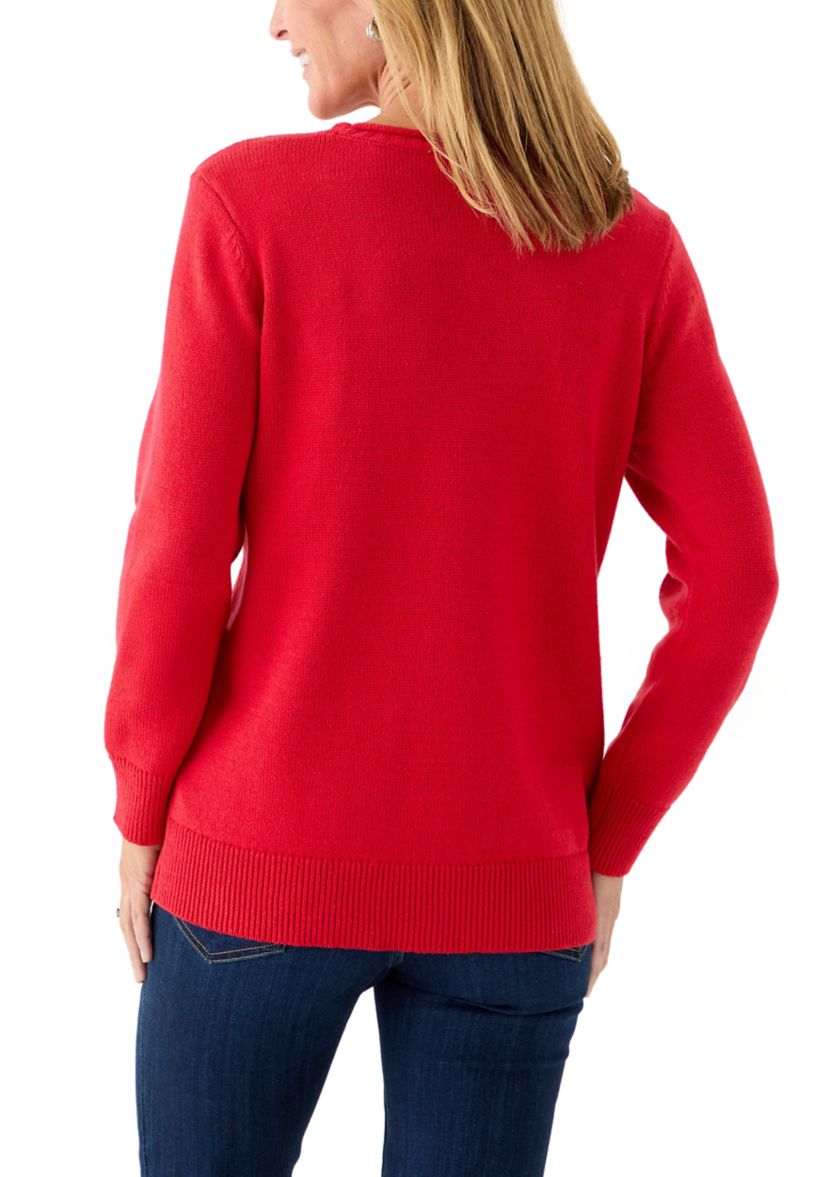 Womens Long Sleeve Intarsia Sweater