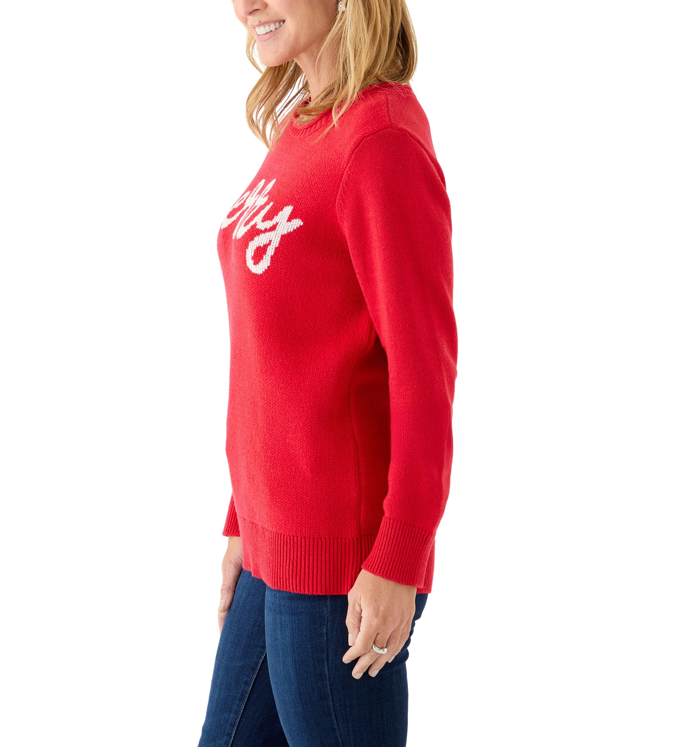 Womens Long Sleeve Intarsia Sweater