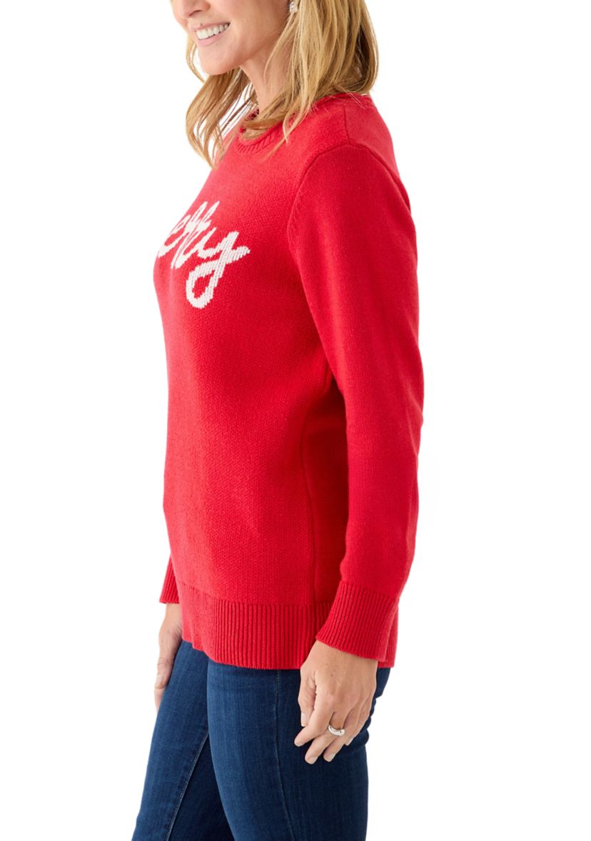 Womens Long Sleeve Intarsia Sweater