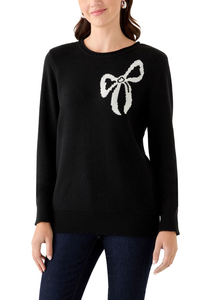 Womens Long Sleeve Intarsia Sweater
