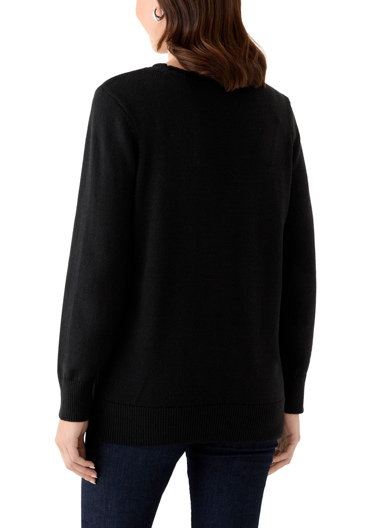 Womens Long Sleeve Intarsia Sweater