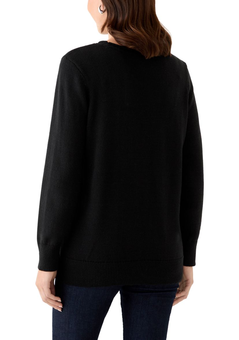 Womens Long Sleeve Intarsia Sweater