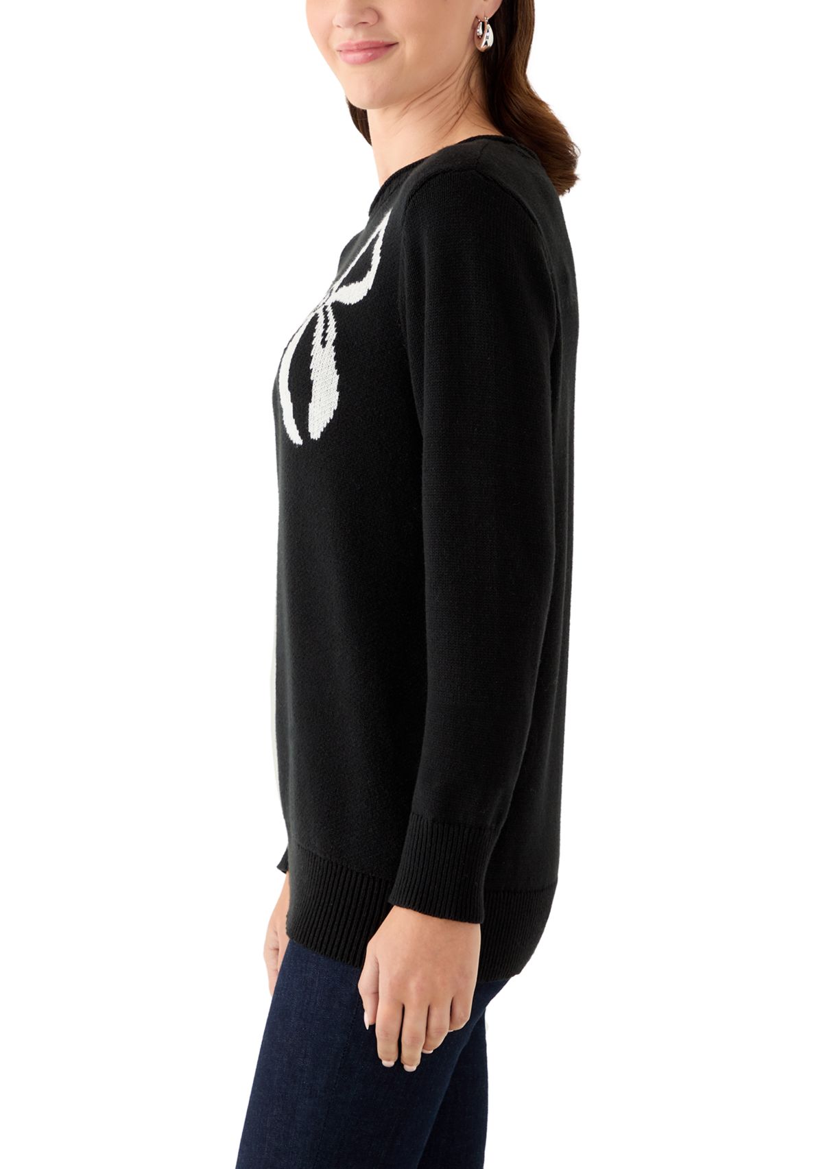 Womens Long Sleeve Intarsia Sweater