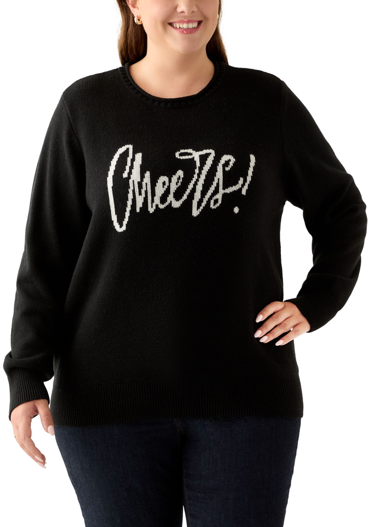 Plus Size Intarsia Pullover Sweater