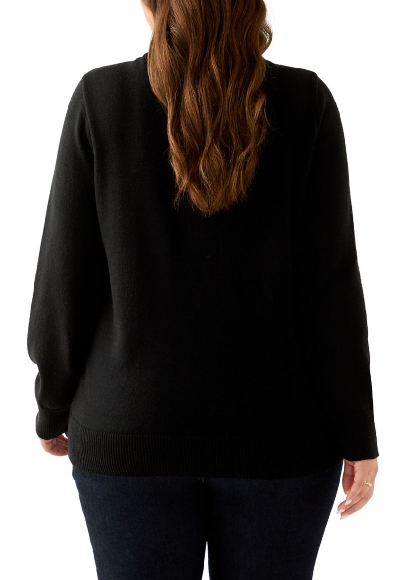 Plus Size Intarsia Pullover Sweater