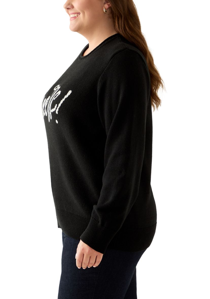 Plus Size Intarsia Pullover Sweater