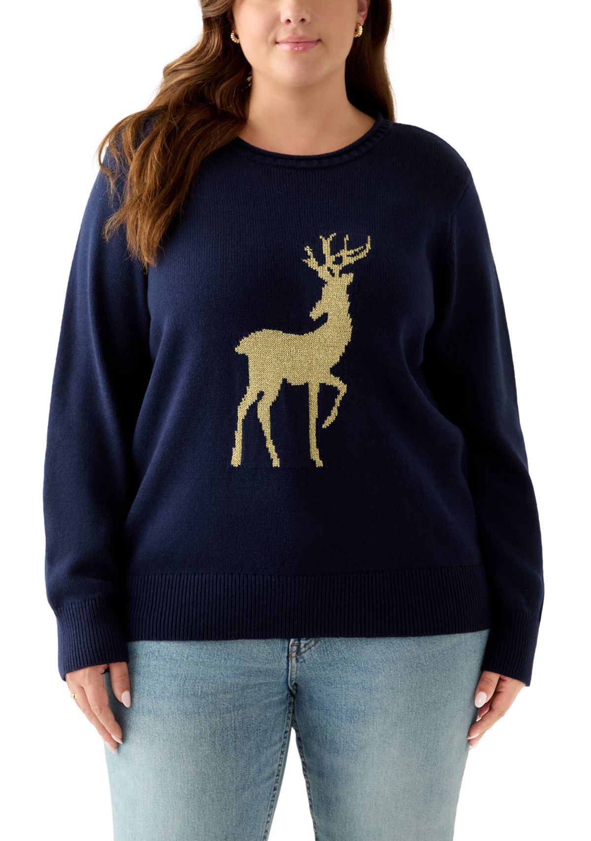 Plus Size Intarsia Pullover Sweater
