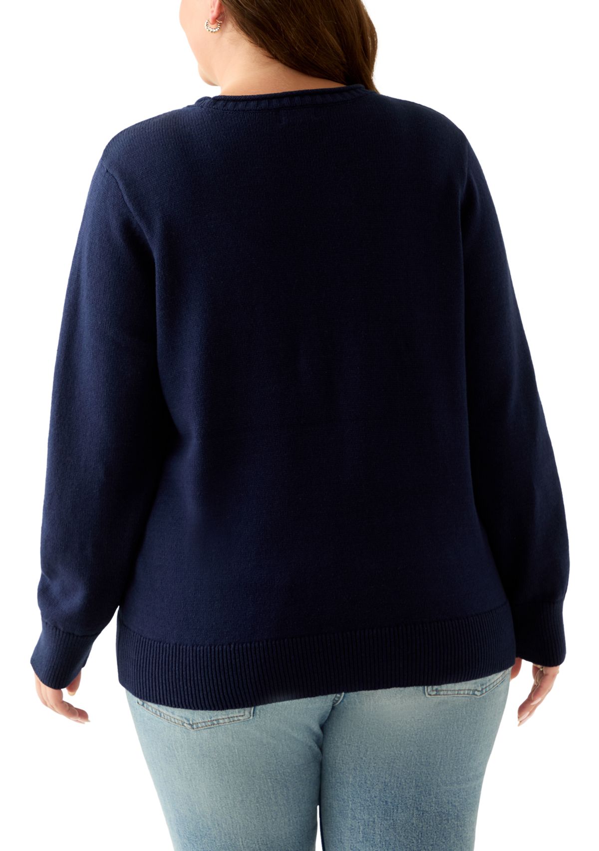 Plus Size Intarsia Pullover Sweater